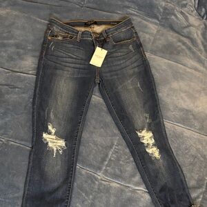Judy Blue Dark Wash Distressed Skinny Jeans